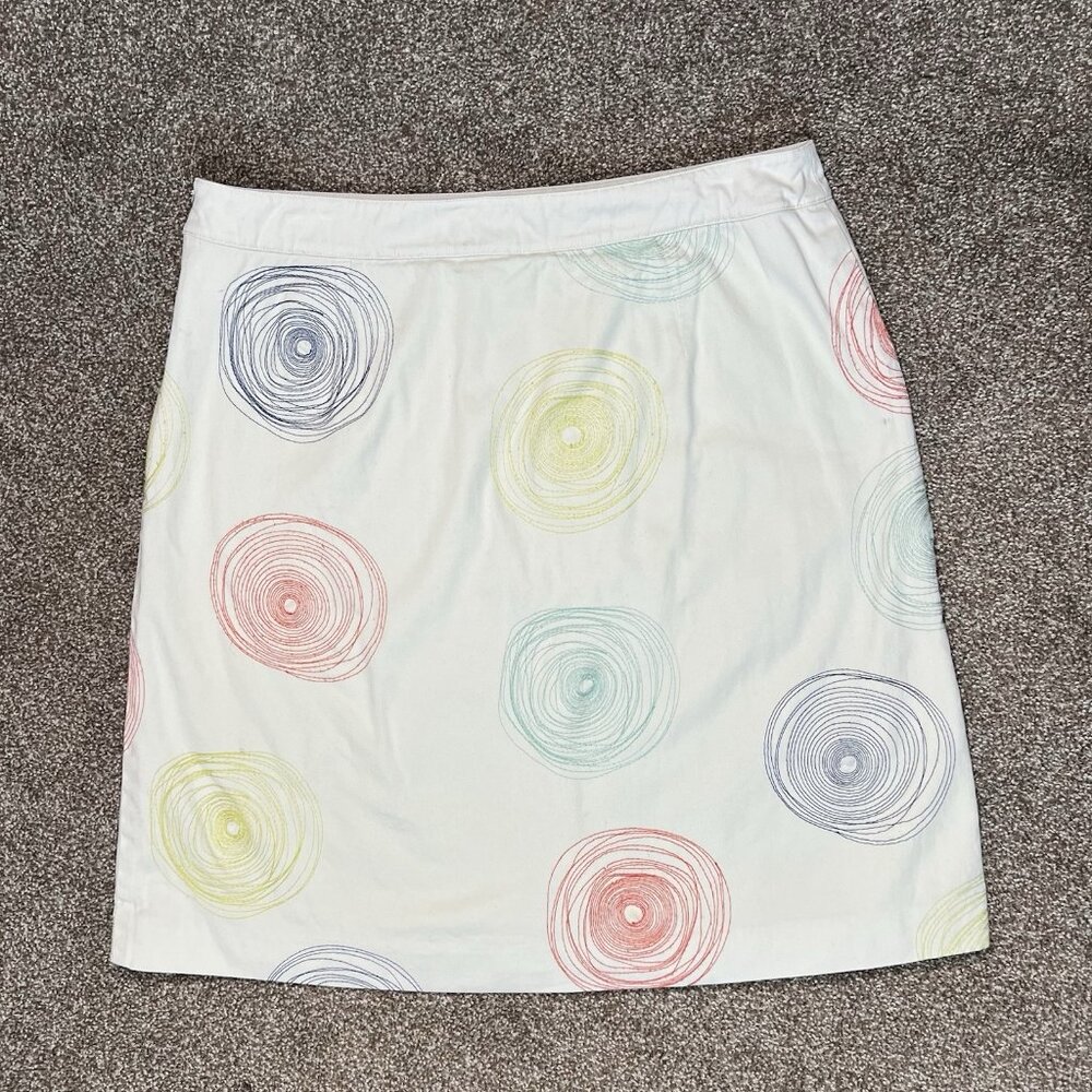 Boden Women’s A Line Skirt Size 10 Cotton White Embroidered Lined Zipper - Picture 2 of 9